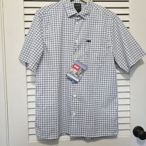Helly Hansen Men's QD SS Shirt M Blue Black White Button-down bluesign NWT